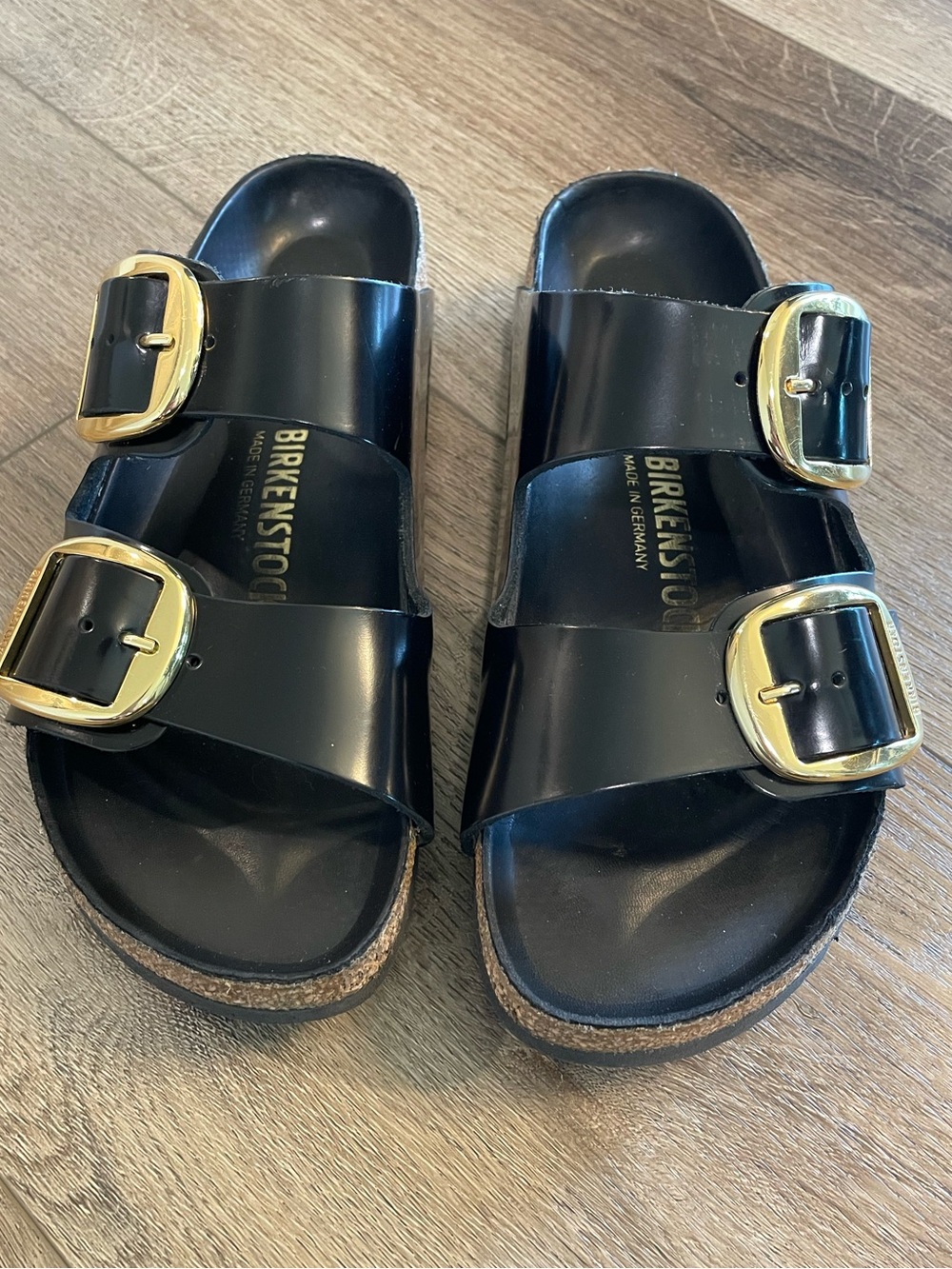Birkenstock Arizona Big Buckle Patent Leather Sandals Black US 8-8.5/EU 39